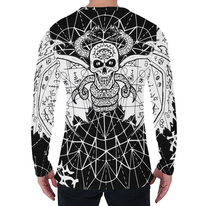 Black And White Demon Wicca Print Men's Long Sleeve T-Shirt