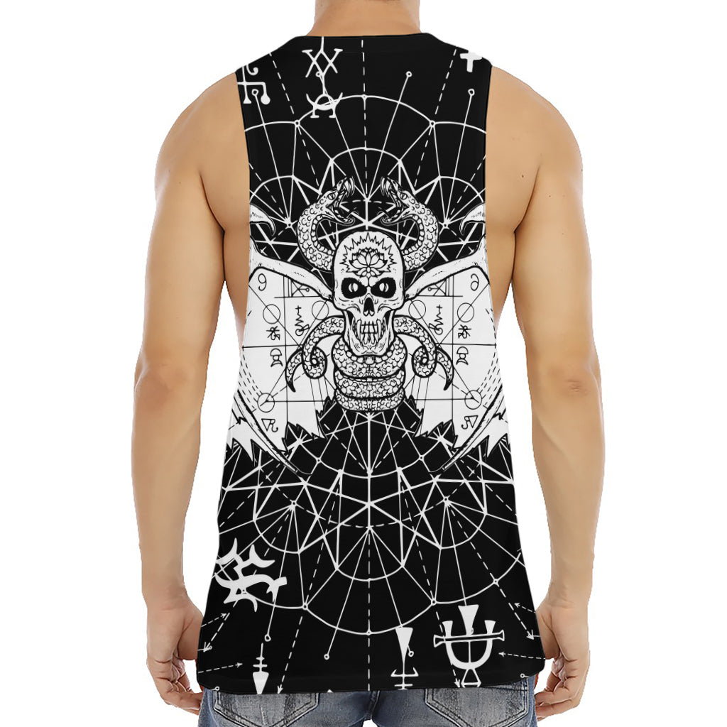 Black And White Demon Wicca Print Men's Muscle Tank Top