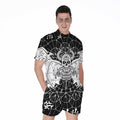 Black And White Demon Wicca Print Men's Romper