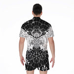 Black And White Demon Wicca Print Men's Rompers
