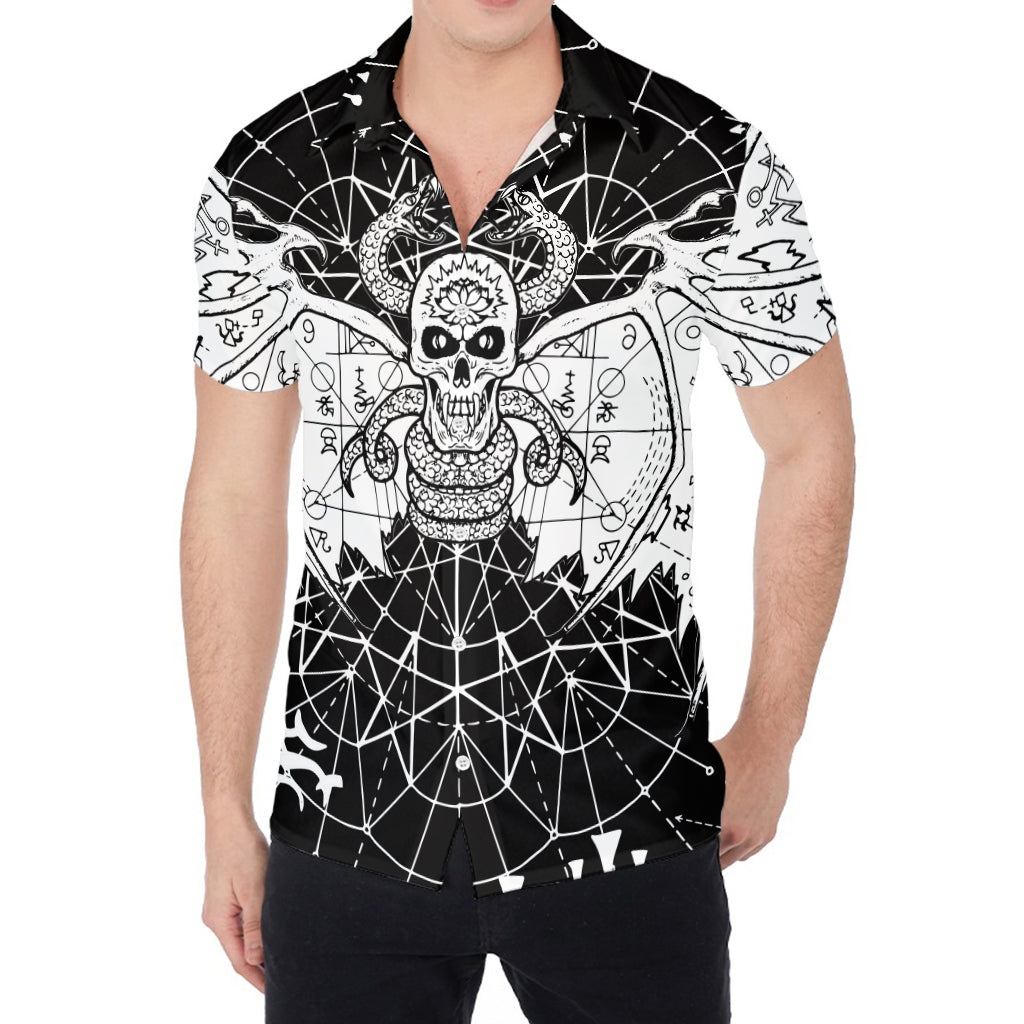 Black And White Demon Wicca Print Men's Shirt