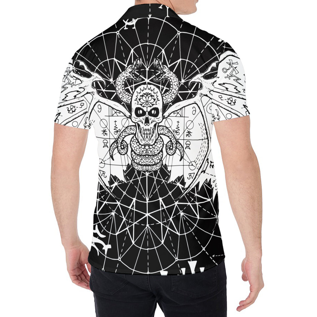 Black And White Demon Wicca Print Men's Shirt