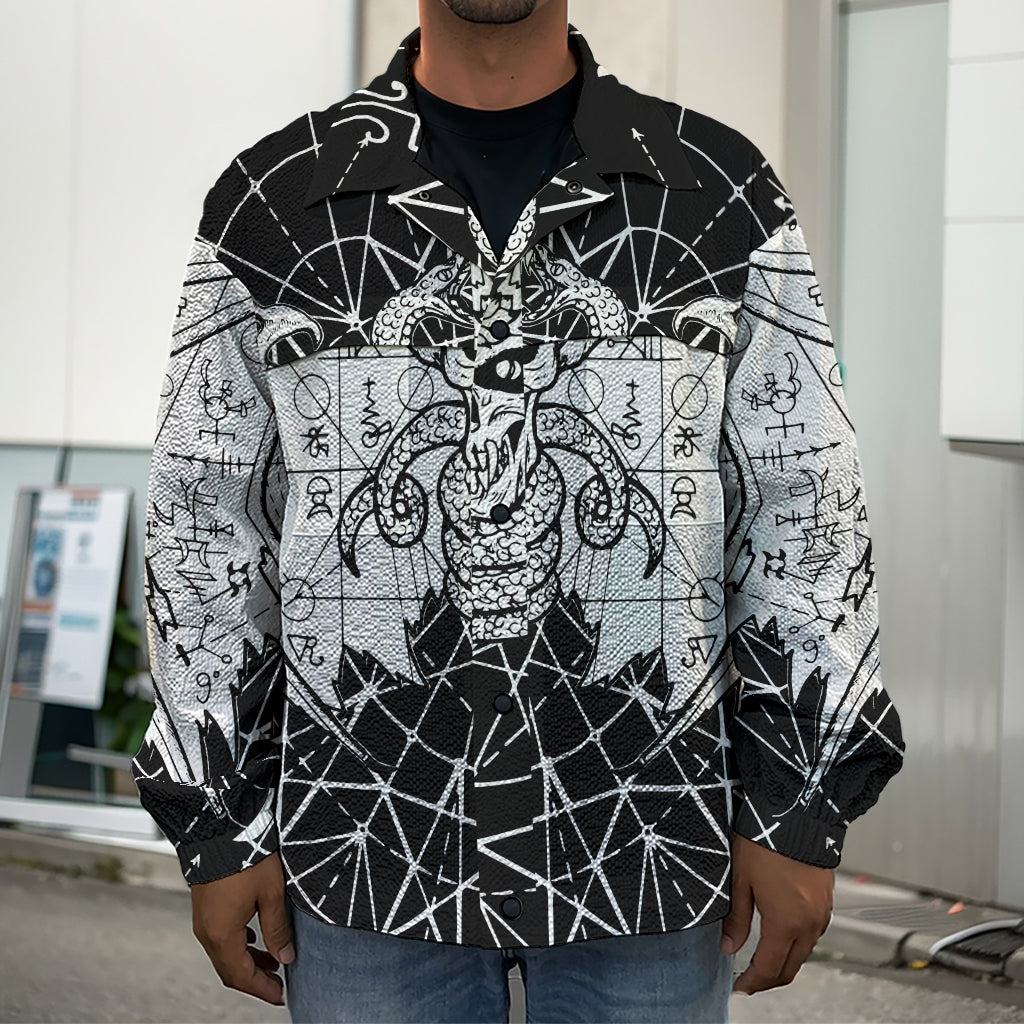 Black And White Demon Wicca Print Men's Shirt Jacket