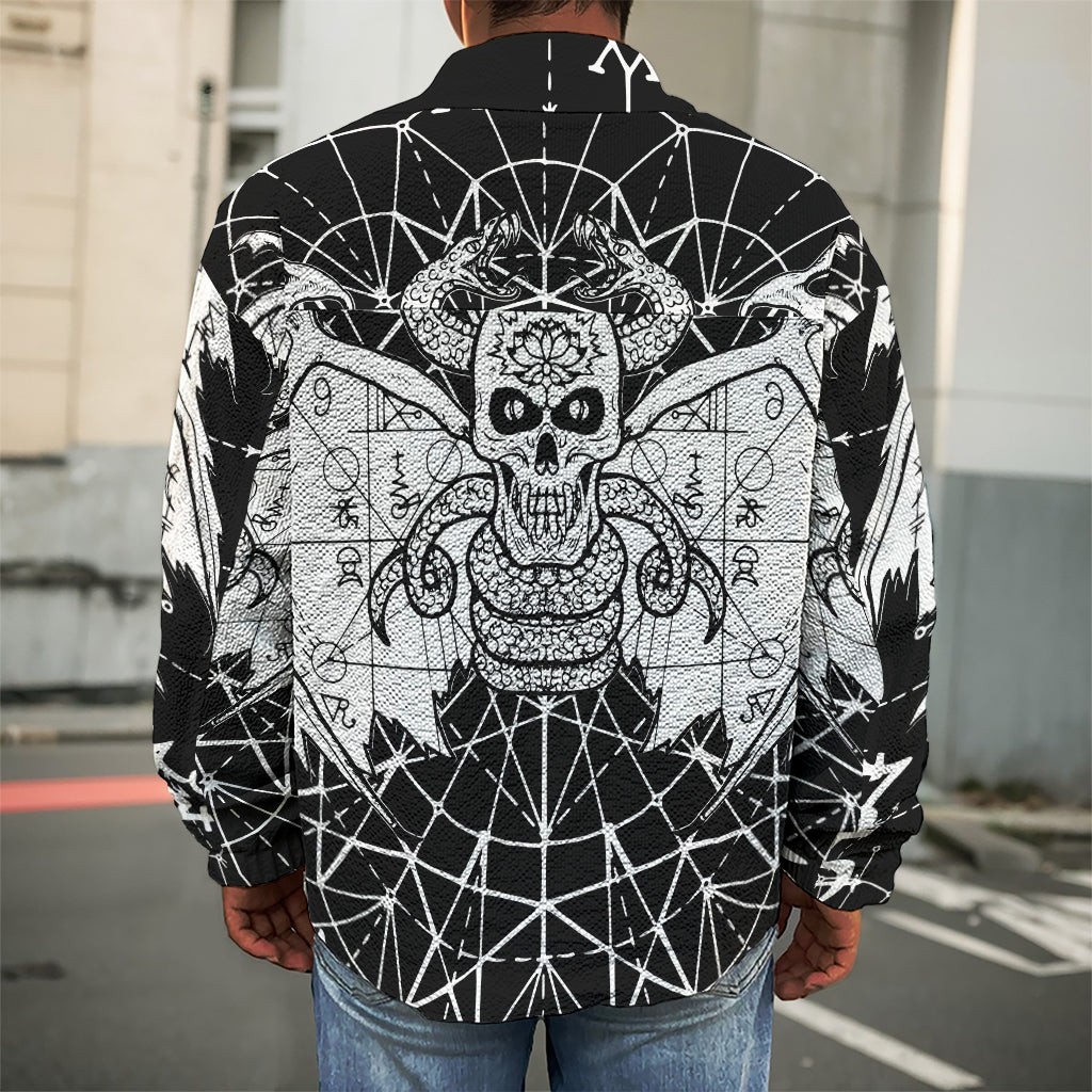 Black And White Demon Wicca Print Men's Shirt Jacket