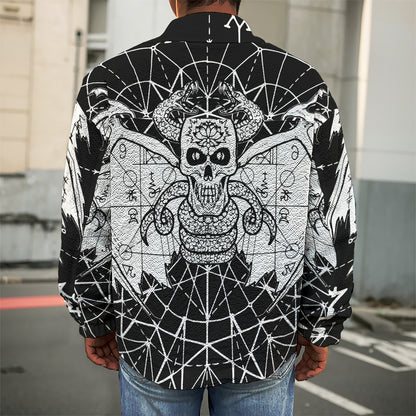 Black And White Demon Wicca Print Men's Shirt Jacket