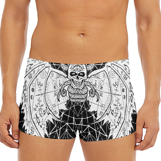 Black And White Demon Wicca Print Men's Short Boxer Briefs