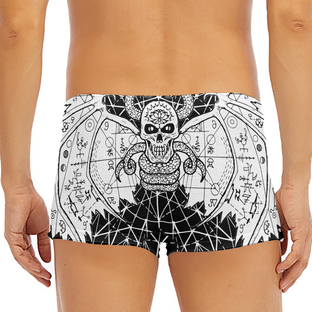 Black And White Demon Wicca Print Men's Short Boxer Briefs
