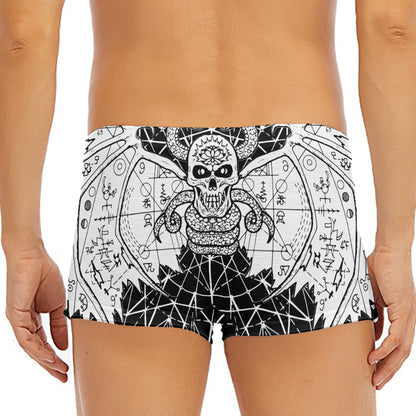 Black And White Demon Wicca Print Men's Short Boxer Briefs