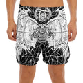 Black And White Demon Wicca Print Men's Split Running Shorts