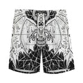 Black And White Demon Wicca Print Men's Athletic Shorts