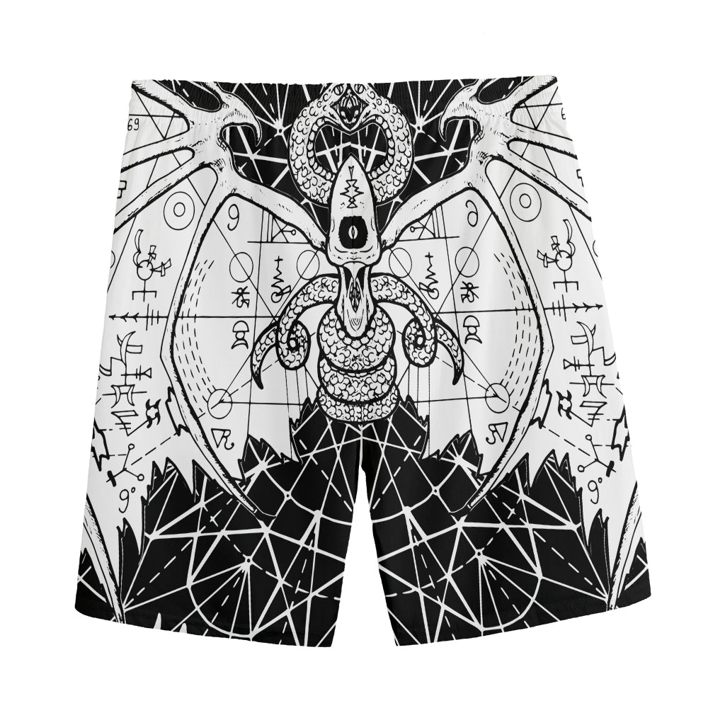 Black And White Demon Wicca Print Men's Sports Shorts
