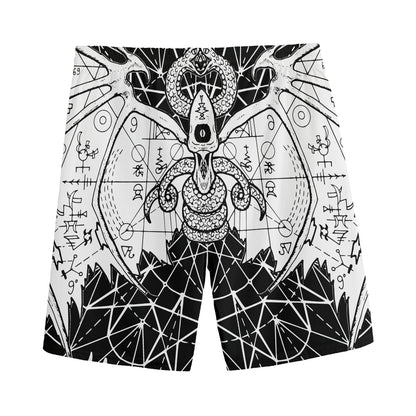 Black And White Demon Wicca Print Men's Sports Shorts