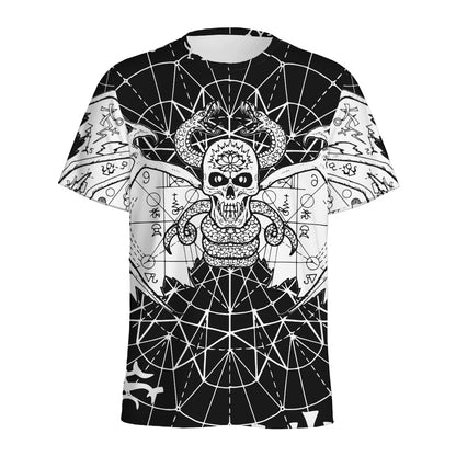 Black And White Demon Wicca Print Men's Sports T-Shirt