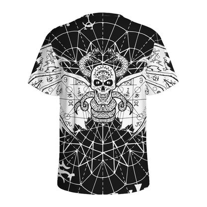 Black And White Demon Wicca Print Men's Sports T-Shirt