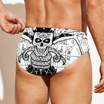 Black And White Demon Wicca Print Men's Swim Briefs