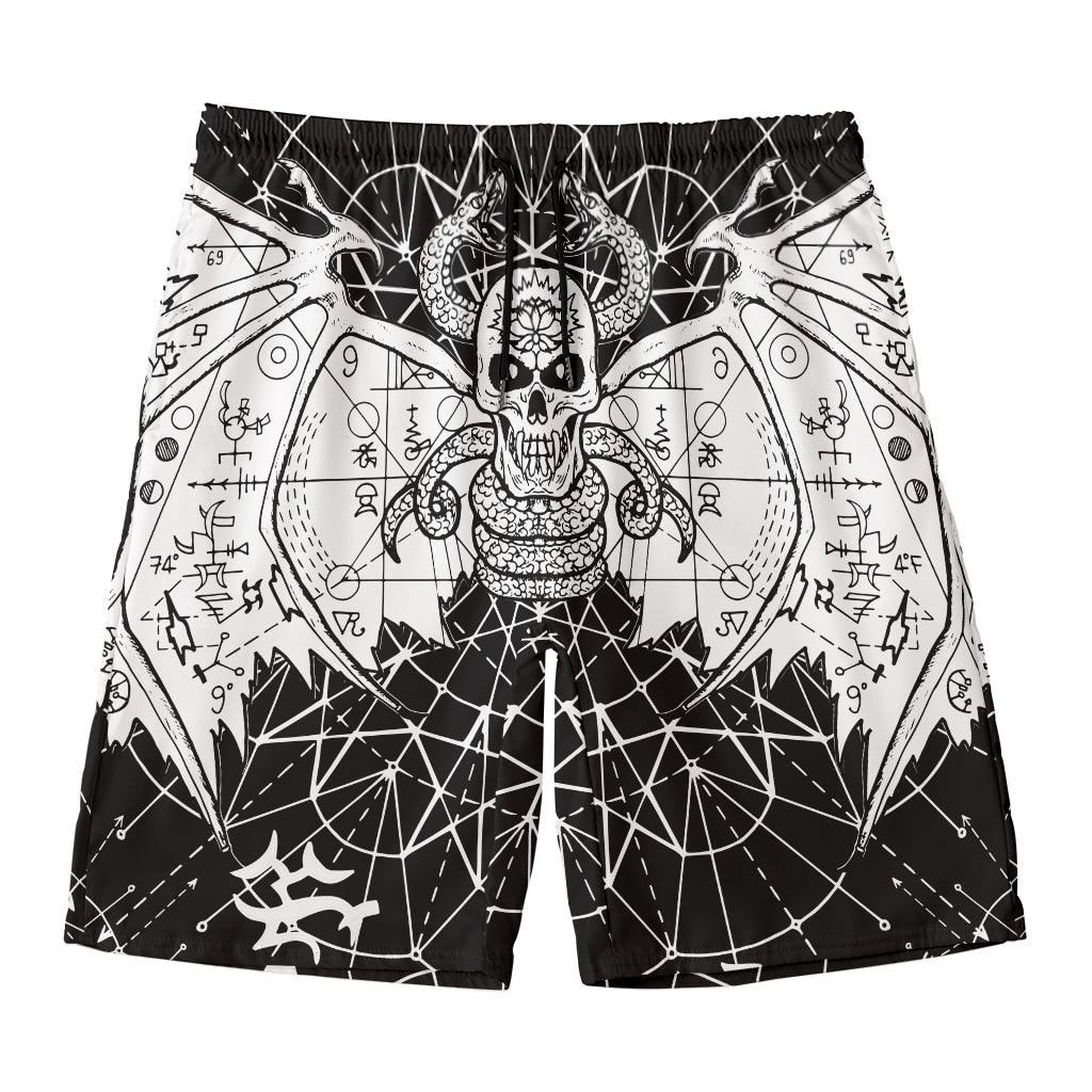 Black And White Demon Wicca Print Men's Swim Trunks