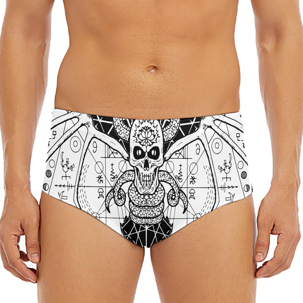 Black And White Demon Wicca Print Men's Triangle Swim Briefs