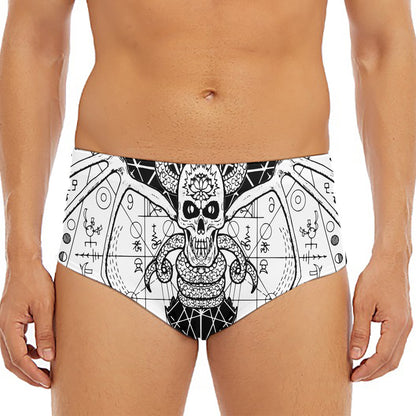 Black And White Demon Wicca Print Men's Triangle Swim Briefs
