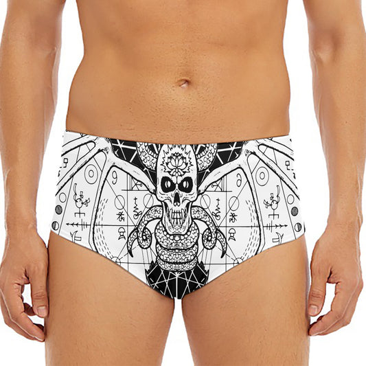 Black And White Demon Wicca Print Men's Triangle Swim Briefs
