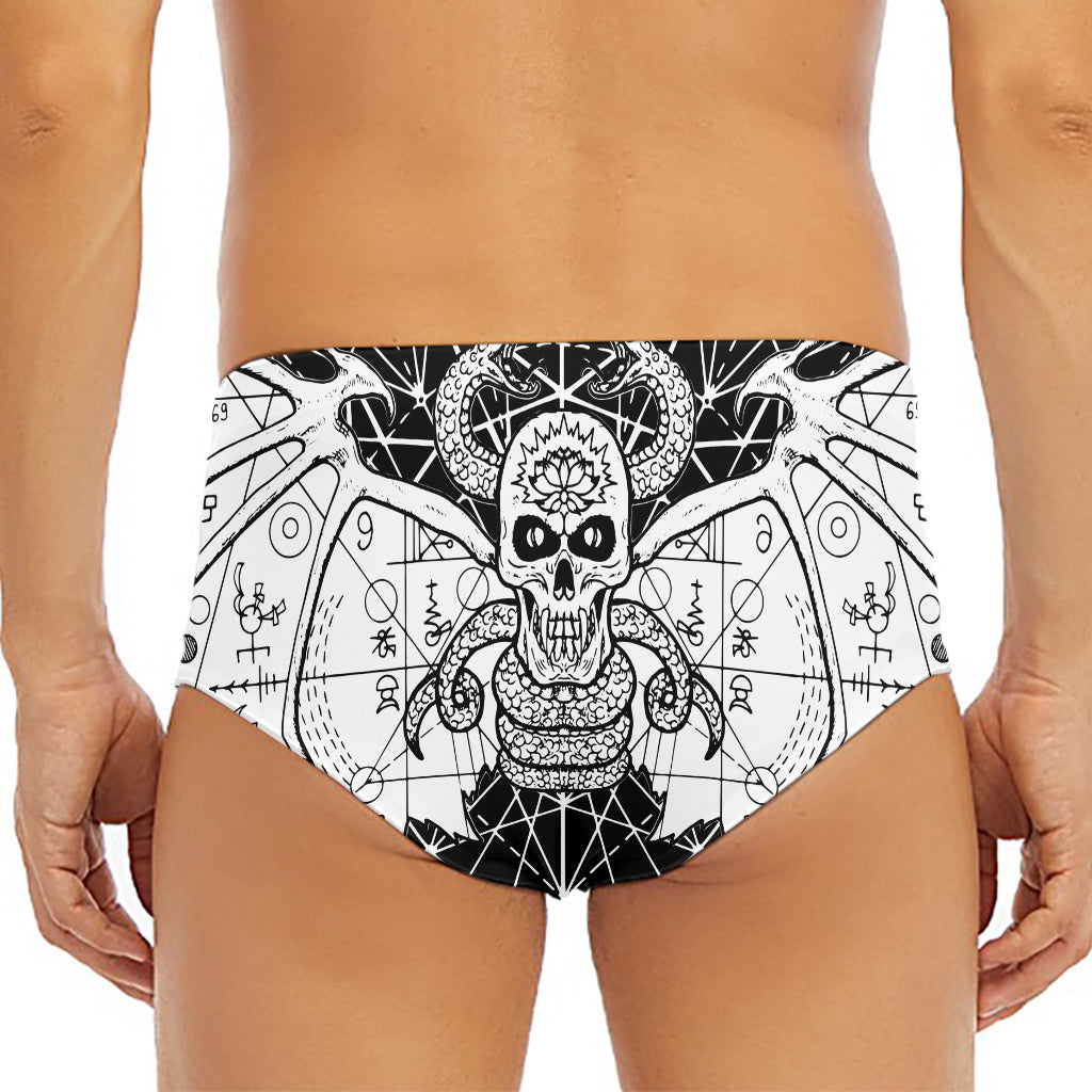 Black And White Demon Wicca Print Men's Triangle Swim Briefs
