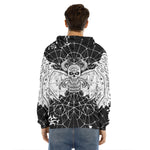 Black And White Demon Wicca Print Men's Velvet Pullover Hoodie