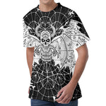 Black And White Demon Wicca Print Men's Velvet T-Shirt