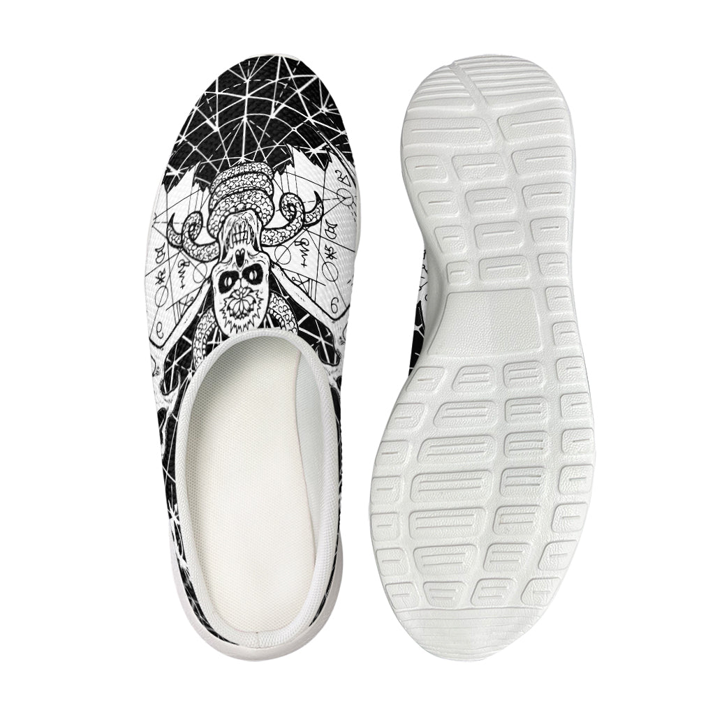 Black And White Demon Wicca Print Mesh Casual Shoes