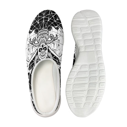Black And White Demon Wicca Print Mesh Casual Shoes
