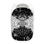 Black And White Demon Wicca Print Mesh Laundry Hamper