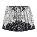 Black And White Demon Wicca Print Mesh Shorts