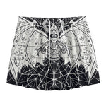 Black And White Demon Wicca Print Mesh Shorts