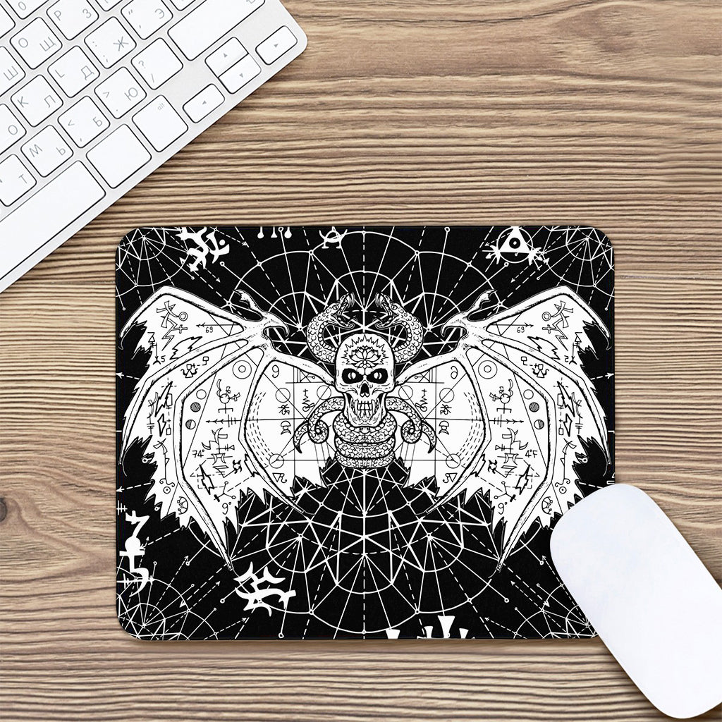 Black And White Demon Wicca Print Mouse Pad