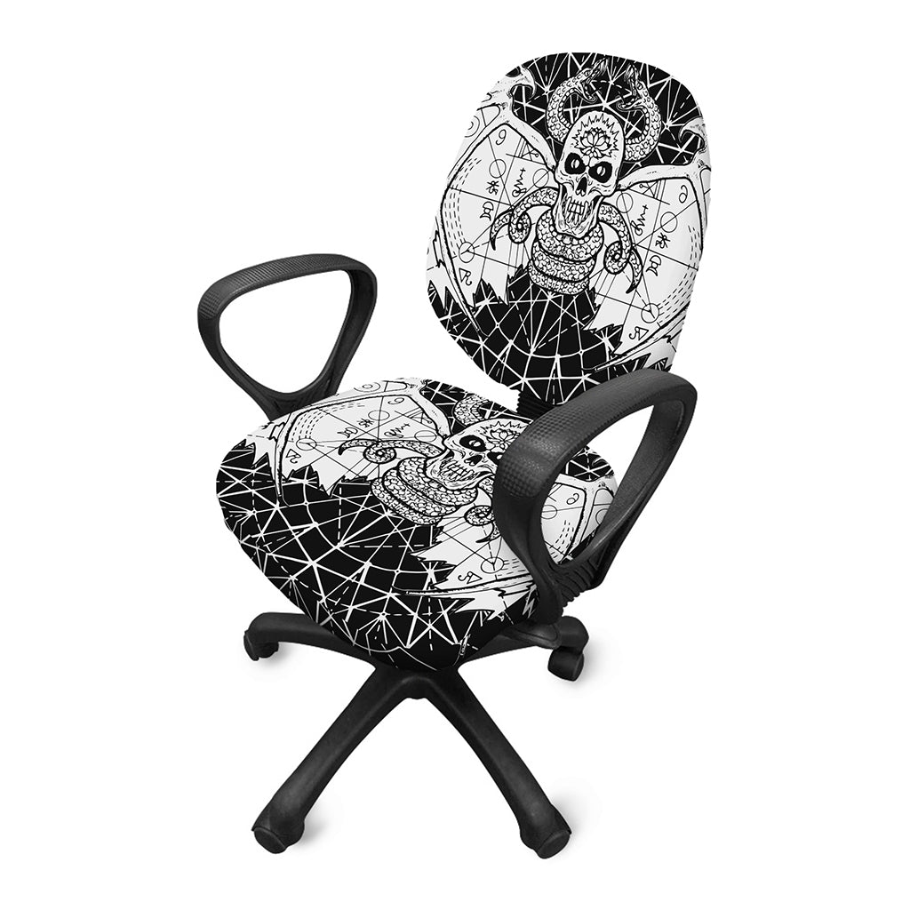 Black And White Demon Wicca Print Office Chair Cover