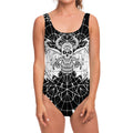 Black And White Demon Wicca Print One Piece Swimsuit
