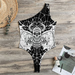Black And White Demon Wicca Print One Shoulder Bodysuit