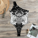 Black And White Demon Wicca Print One Shoulder Bodysuit