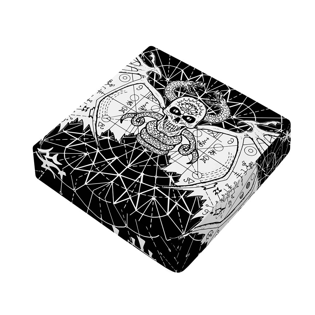 Black And White Demon Wicca Print Outdoor Seat Cushion Cover
