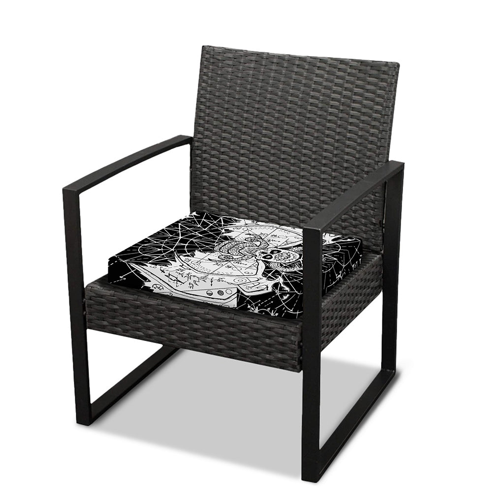 Black And White Demon Wicca Print Outdoor Seat Cushion Cover