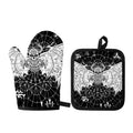 Black And White Demon Wicca Print Oven Mitt And Pot Holder Set