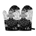 Black And White Demon Wicca Print Oven Mitts