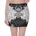 Black And White Demon Wicca Print Pencil Mini Skirt