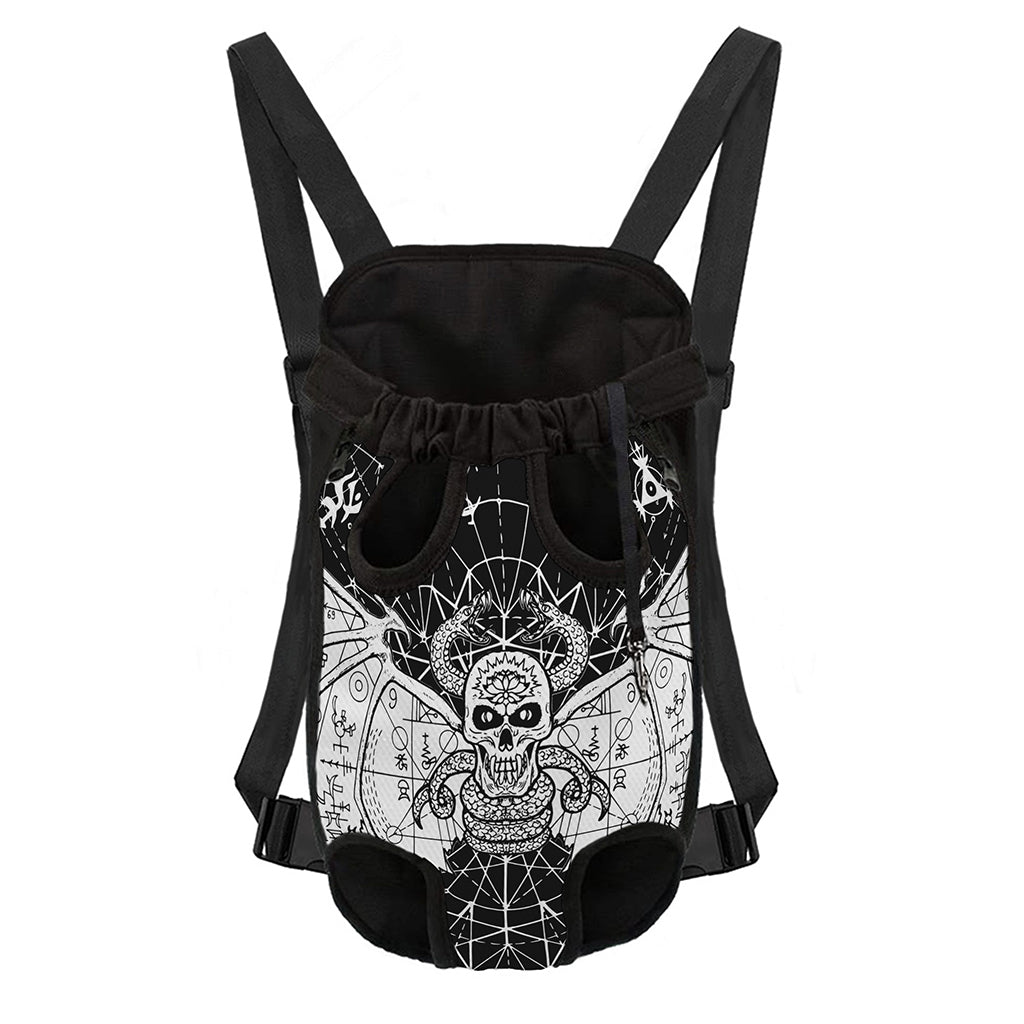 Black And White Demon Wicca Print Pet Carrier Backpack