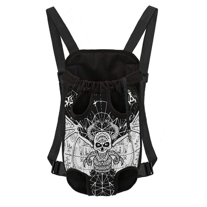Black And White Demon Wicca Print Pet Carrier Backpack
