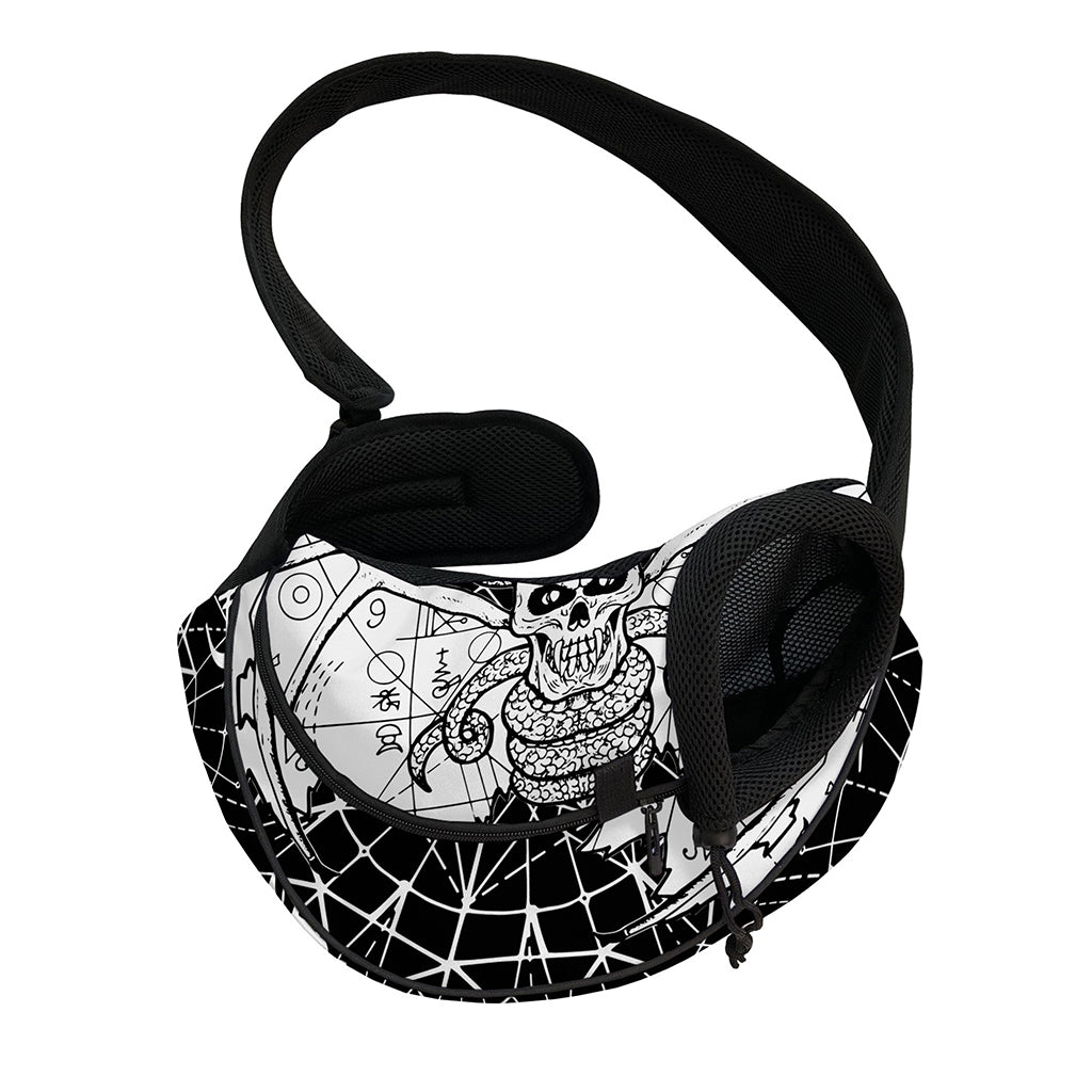 Black And White Demon Wicca Print Pet Sling Carrier