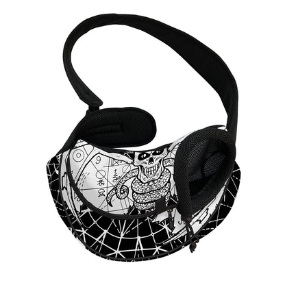 Black And White Demon Wicca Print Pet Sling Carrier