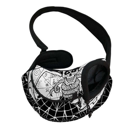 Black And White Demon Wicca Print Pet Sling Carrier