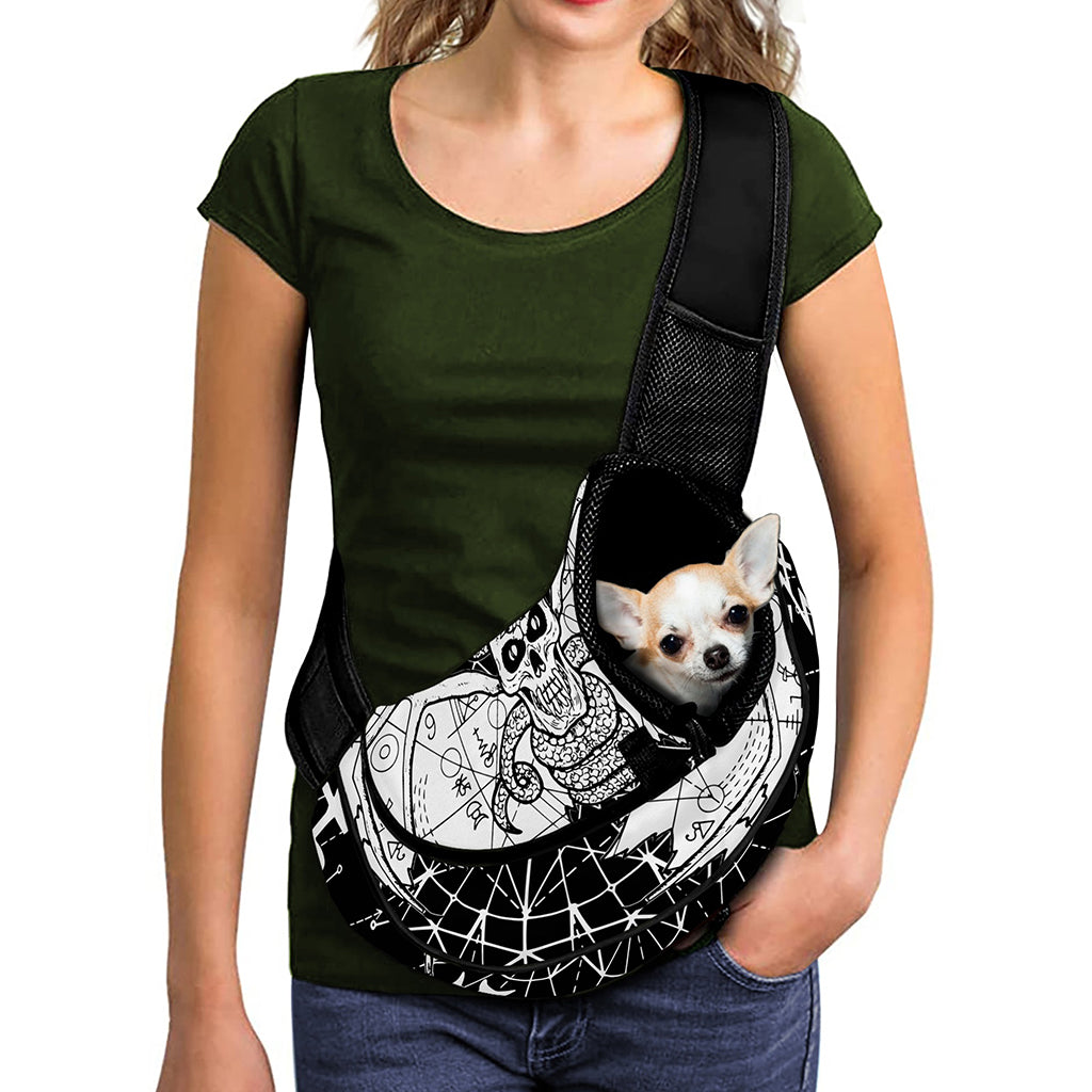 Black And White Demon Wicca Print Pet Sling Carrier