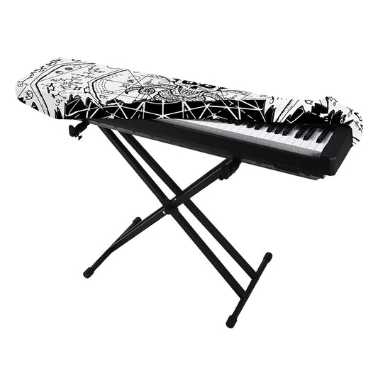 Black And White Demon Wicca Print Piano Keyboard Cover