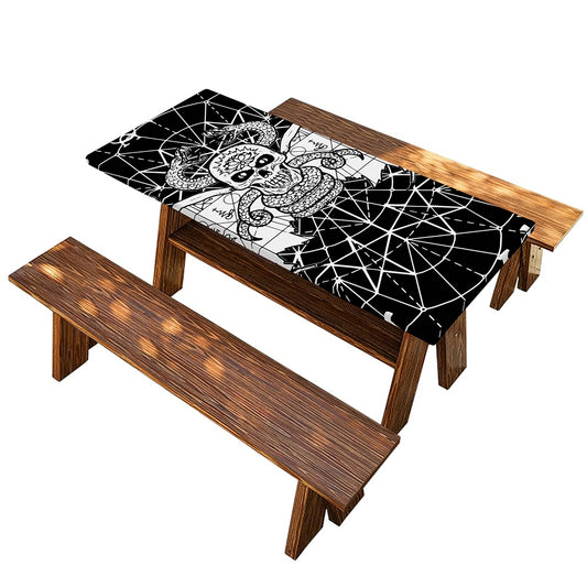Black And White Demon Wicca Print Picnic Table Cover