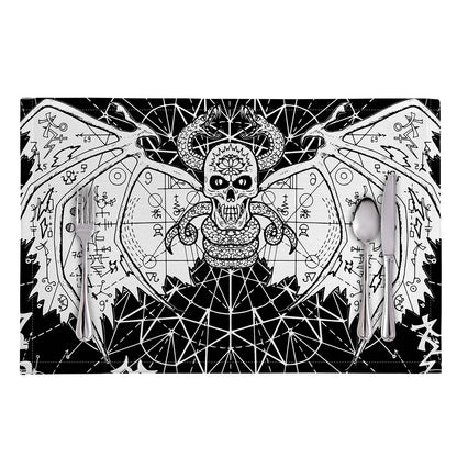 Black And White Demon Wicca Print Placemat